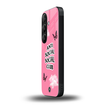 anti social social club pink edition back phone cover | glass case for samsung galaxy s24 fe