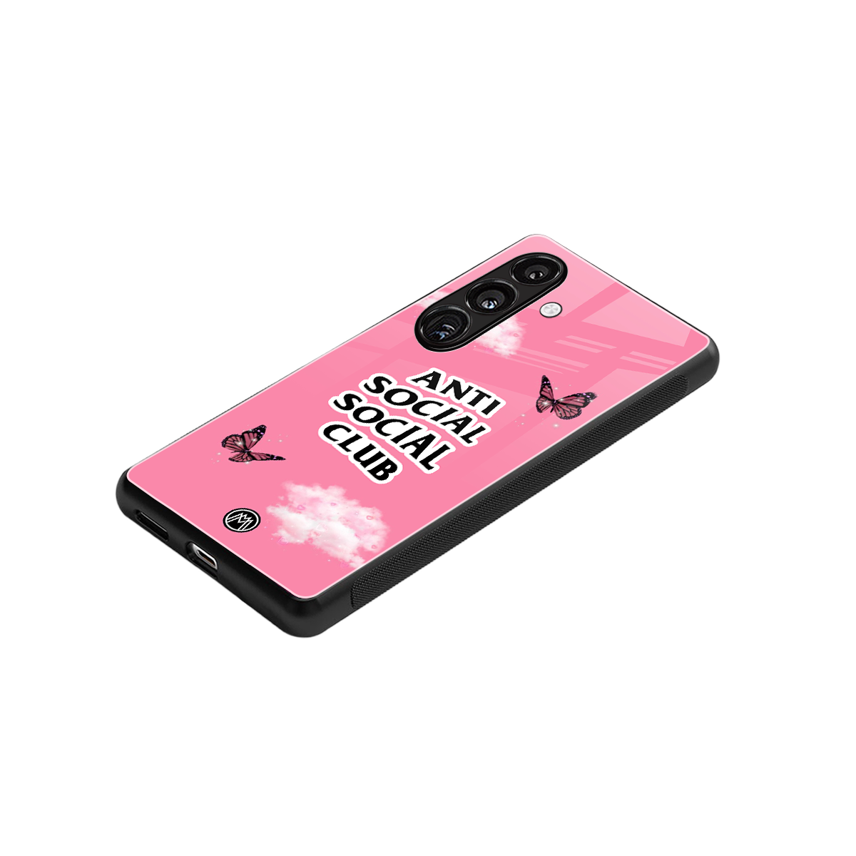 anti social social club pink edition back phone cover | glass case for samsung galaxy s23 plus