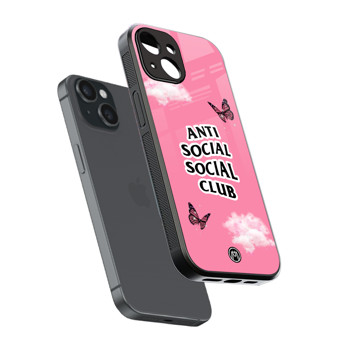 anti social social club pink edition back phone cover | glass case for iphone 15