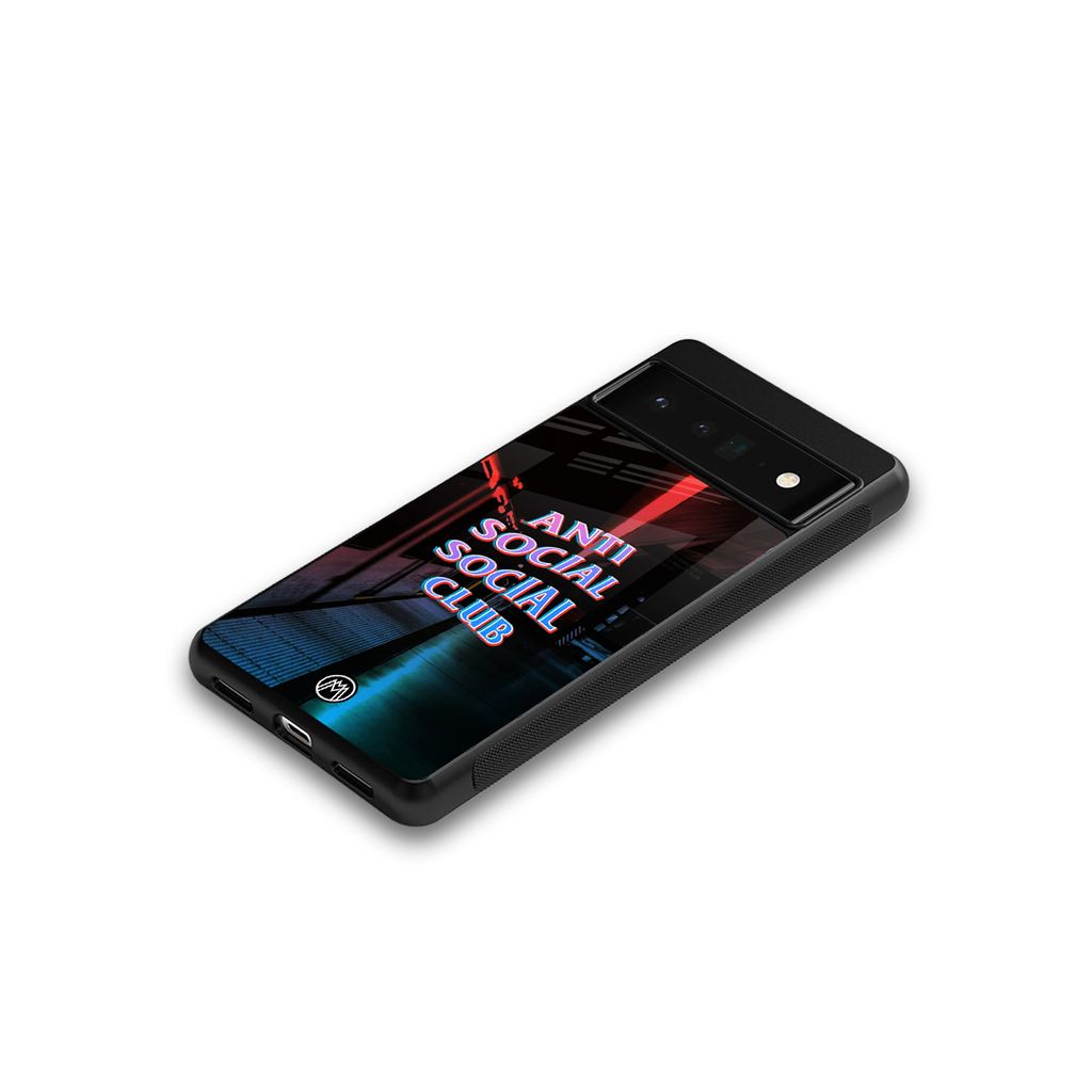 anti social social club back phone cover | glass case for google pixel 6 pro