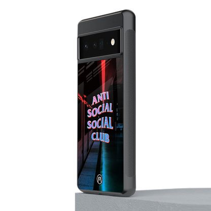 anti social social club back phone cover | glass case for google pixel 6 pro