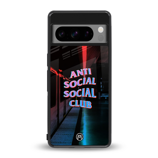 anti social social club back phone cover | glass case for google pixel 8 pro