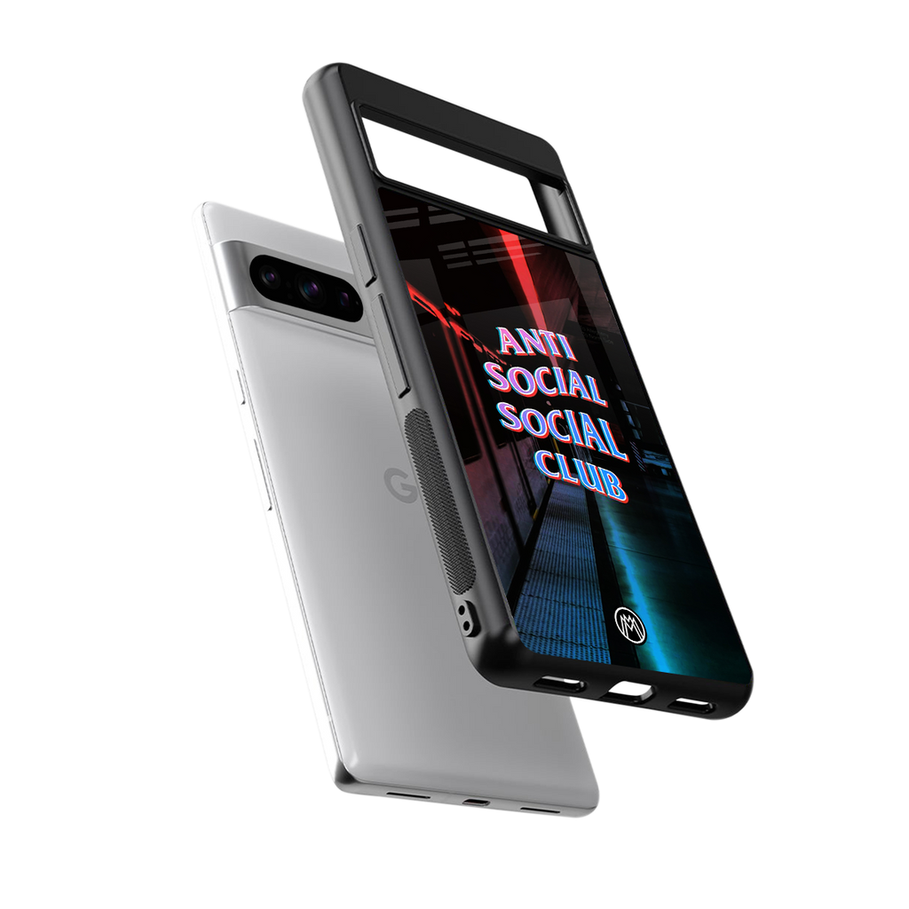 anti social social club back phone cover | glass case for google pixel 8 pro