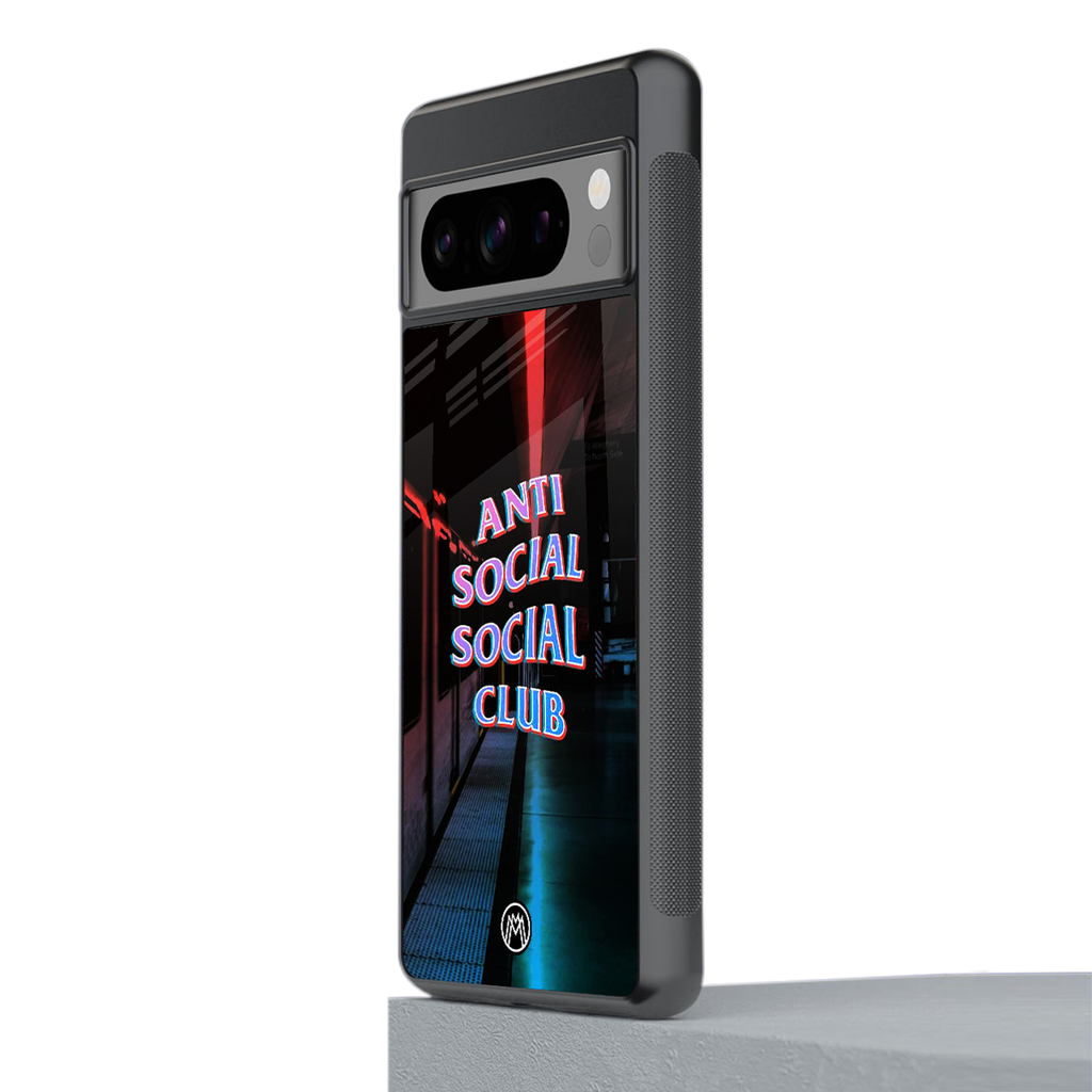 anti social social club back phone cover | glass case for google pixel 8 pro