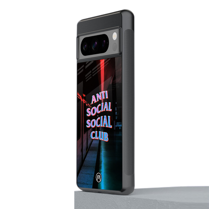 anti social social club back phone cover | glass case for google pixel 8 pro