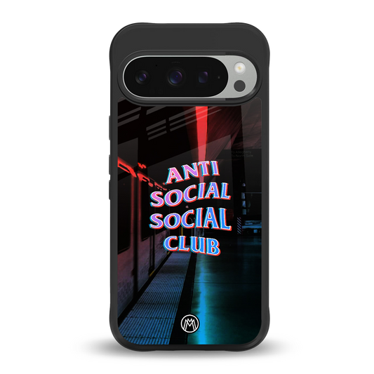 anti social social club back phone cover | glass case for google pixel 9 pro xl