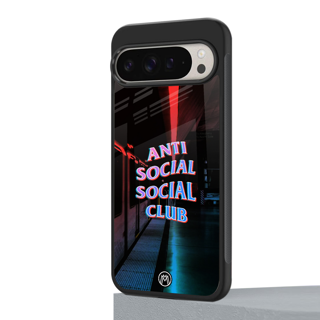 anti social social club back phone cover | glass case for google pixel 9 pro