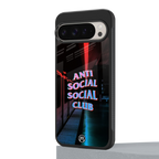 anti social social club back phone cover | glass case for google pixel 9 pro xl