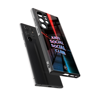 anti social social club back phone cover | glass case for samsung galaxy s24 ultra