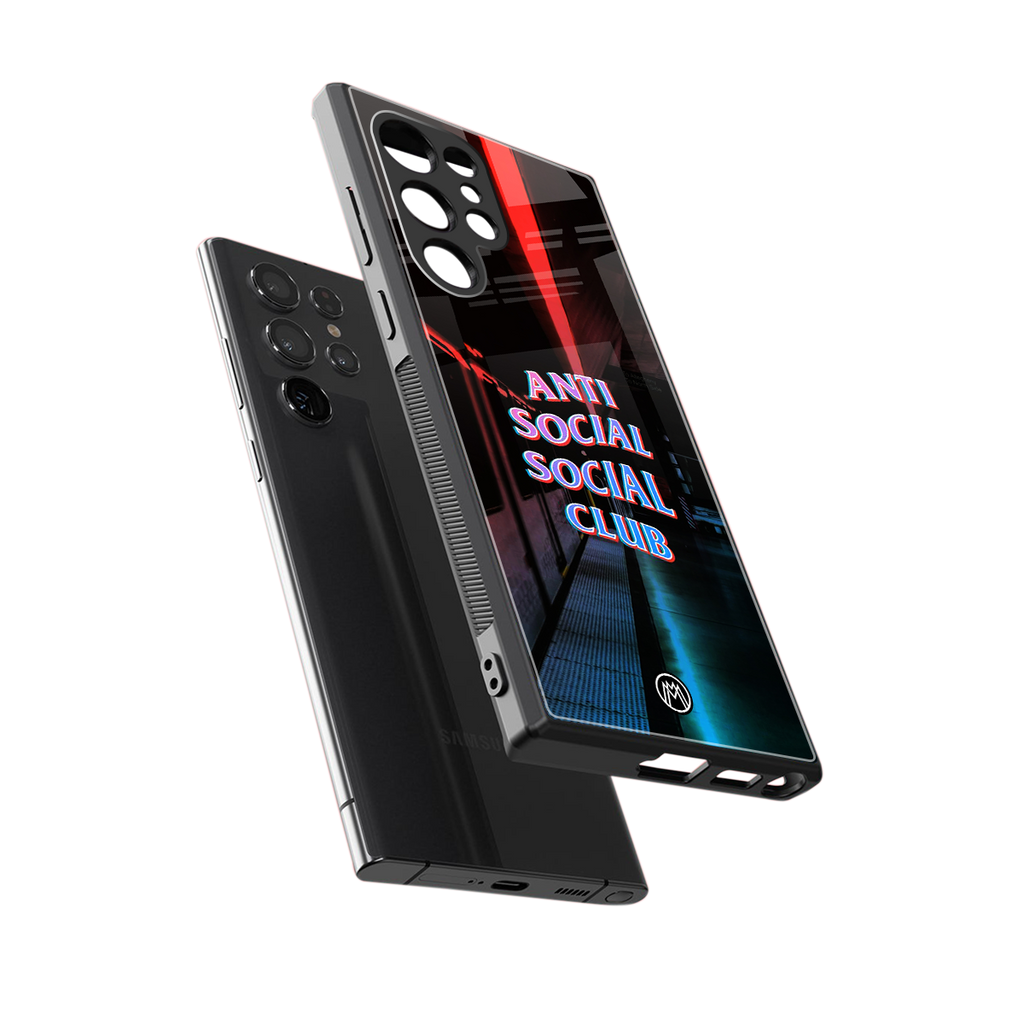 anti social social club back phone cover | glass case for samsung galaxy s23 ultra