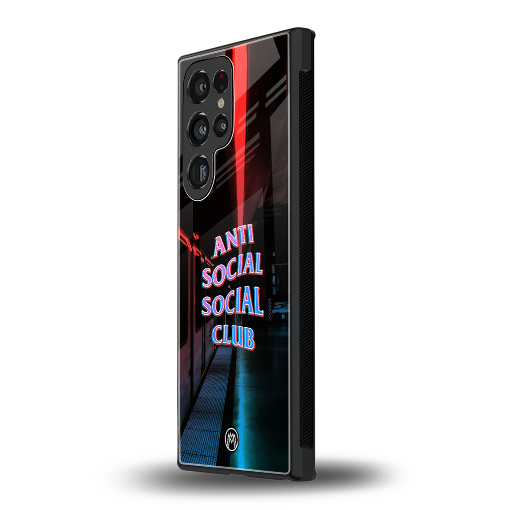 anti social social club back phone cover | glass case for samsung galaxy s24 ultra