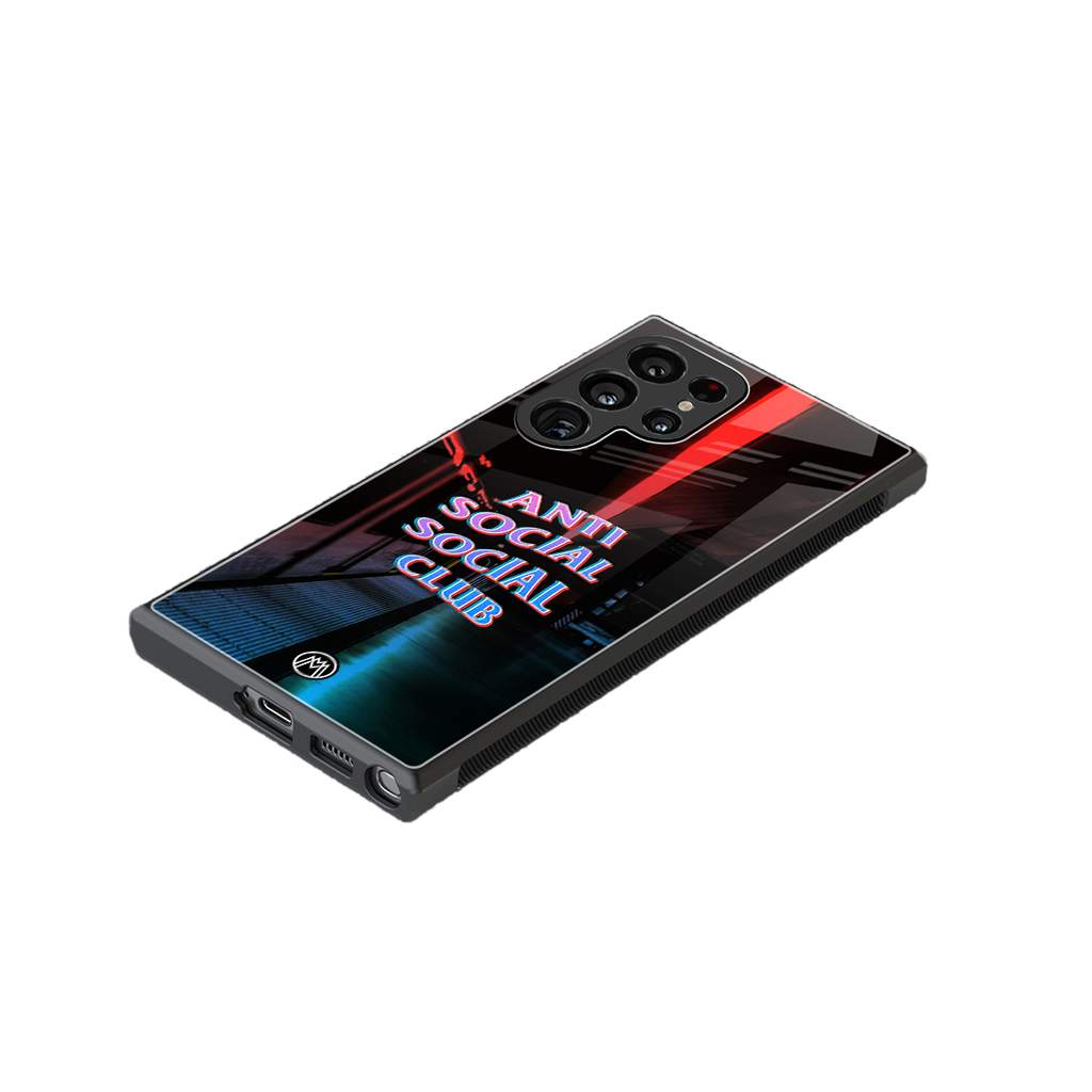 anti social social club back phone cover | glass case for samsung galaxy s23 ultra