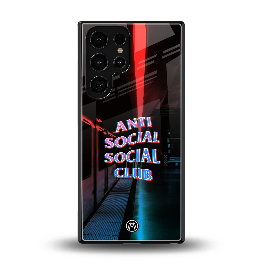 anti social social club back phone cover | glass case for samsung galaxy s25 ultra