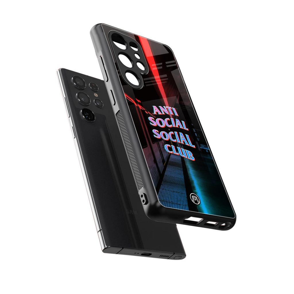 anti social social club back phone cover | glass case for samsung galaxy s25 ultra