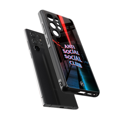 anti social social club back phone cover | glass case for samsung galaxy s25 ultra