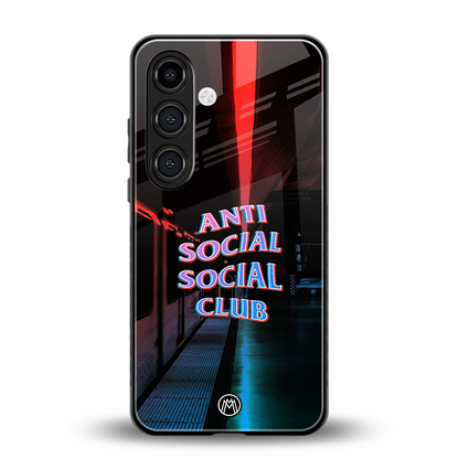 anti social social club back phone cover | glass case for samsung galaxy s24 fe