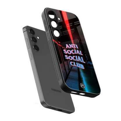 anti social social club back phone cover | glass case for samsung galaxy s24 fe