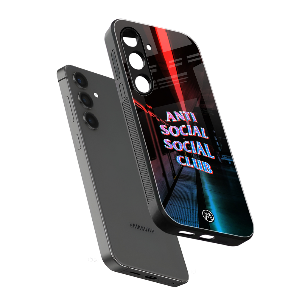 anti social social club back phone cover | glass case for samsung galaxy s25 plus