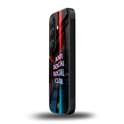 anti social social club back phone cover | glass case for samsung galaxy s24 fe