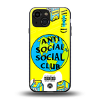 anti social social club x juice wrld back phone cover | glass case for iphone 13 mini