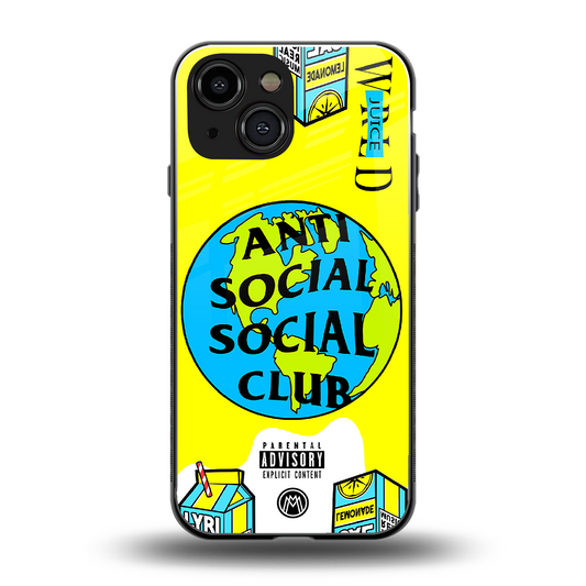 anti social social club x juice wrld back phone cover | glass case for iphone 13 mini