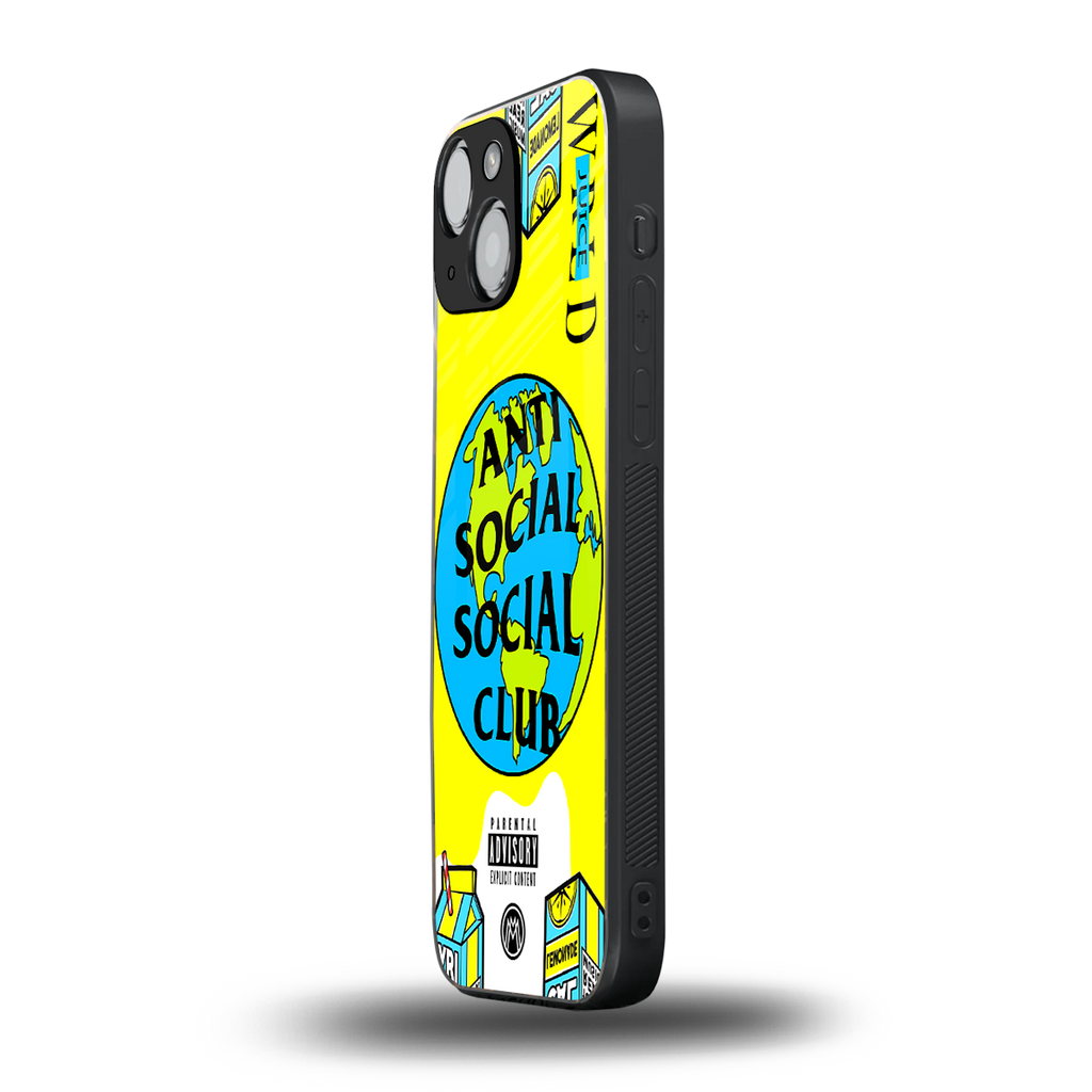 anti social social club x juice wrld back phone cover | glass case for iphone 13 mini