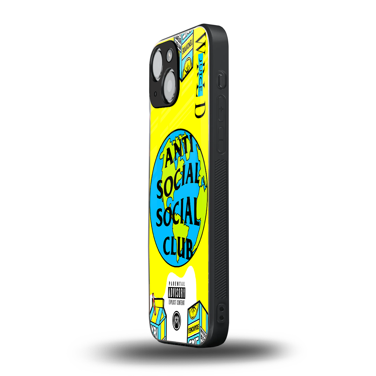 anti social social club x juice wrld back phone cover | glass case for iphone 13 mini