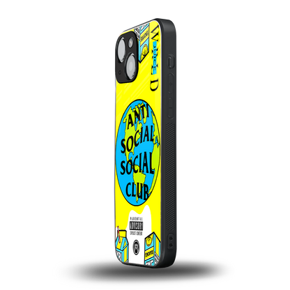 anti social social club x juice wrld back phone cover | glass case for iphone 13 mini
