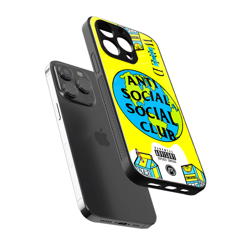 anti social social club x juice wrld back phone cover | glass case for iphone 13 pro max