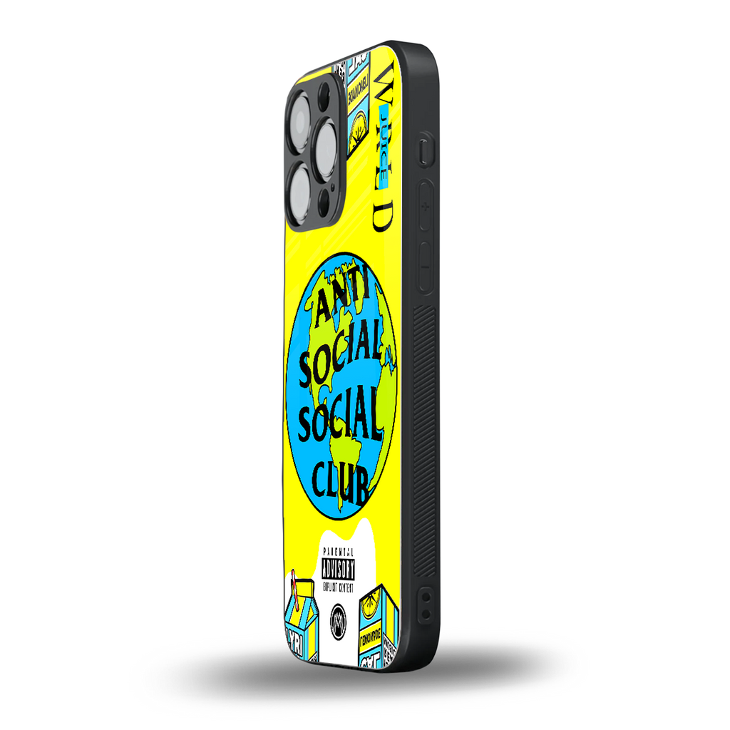 anti social social club x juice wrld back phone cover | glass case for iphone 13 pro max