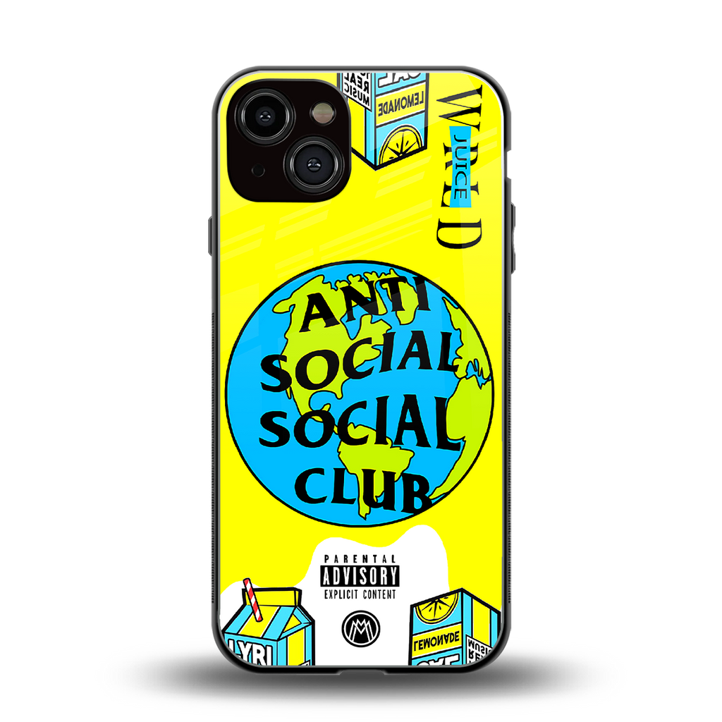 anti social social club x juice wrld back phone cover | glass case for iphone 13