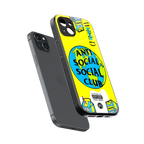 anti social social club x juice wrld back phone cover | glass case for iphone 14 plus