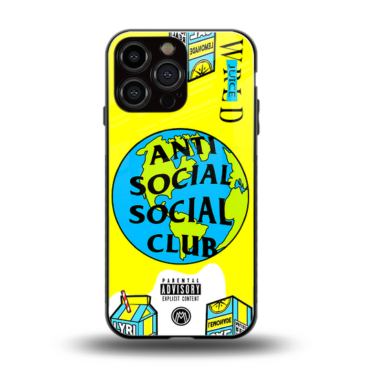 anti social social club x juice wrld back phone cover | glass case for iphone 14 pro max