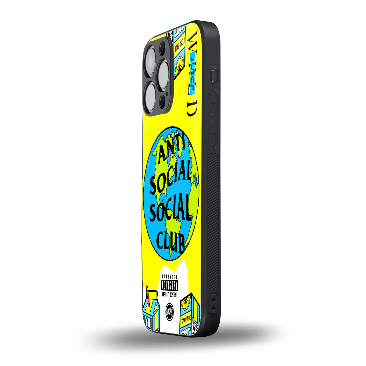 anti social social club x juice wrld back phone cover | glass case for iphone 15 pro max
