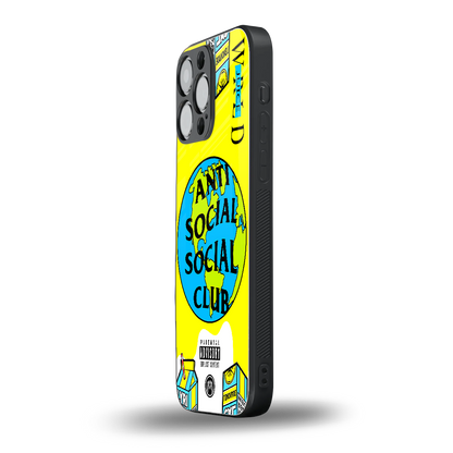 anti social social club x juice wrld back phone cover | glass case for iphone 14 pro max