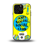 anti social social club x juice wrld back phone cover | glass case for iphone 15 pro
