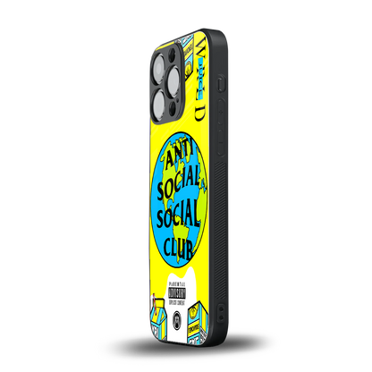 anti social social club x juice wrld back phone cover | glass case for iphone 14 pro