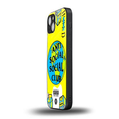 anti social social club x juice wrld back phone cover | glass case for iphone 15