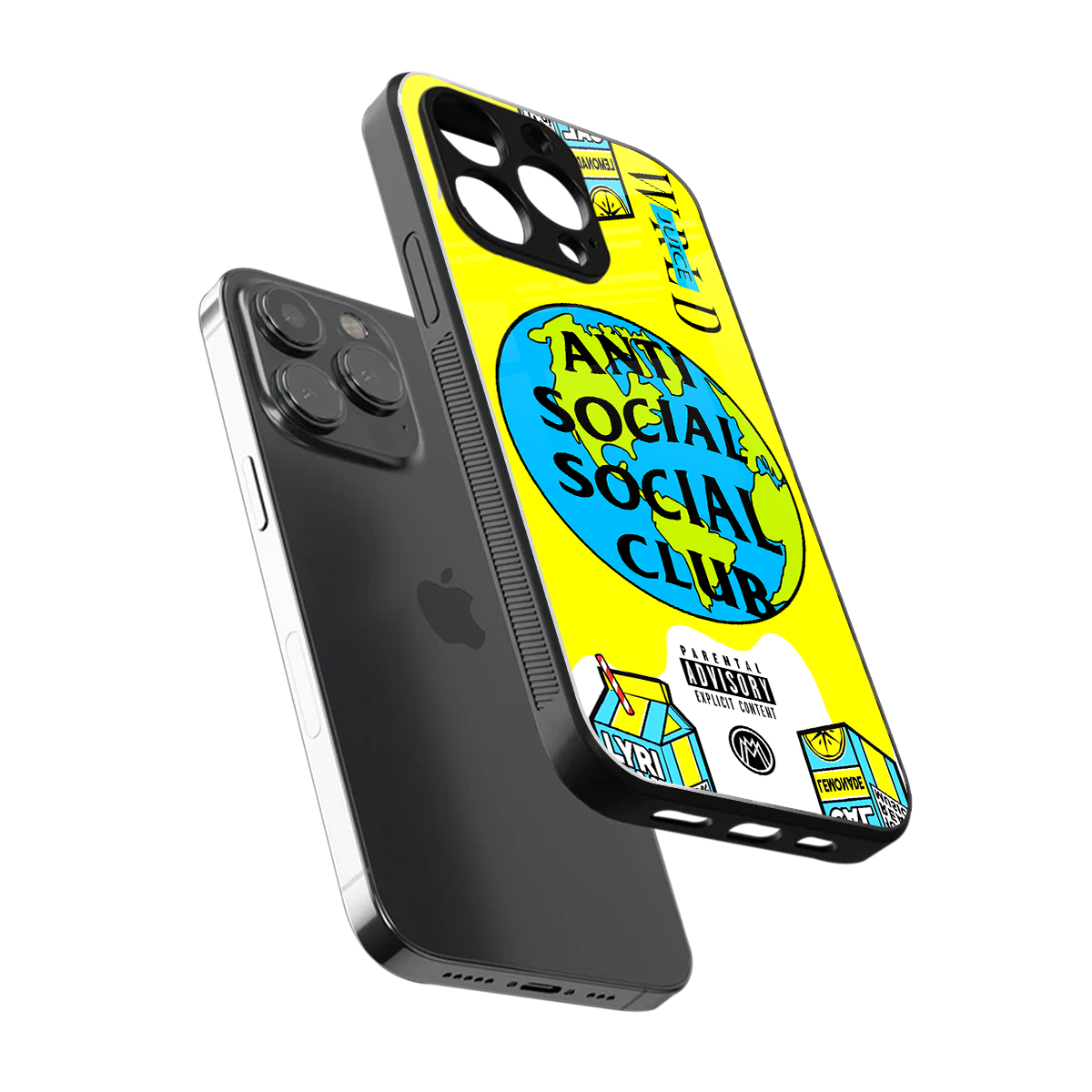 anti social social club x juice wrld back phone cover | glass case for iphone 15 pro