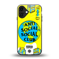 anti social social club x juice wrld back phone cover | glass case for iphone 16 plus