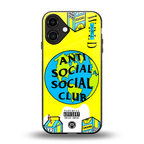 anti social social club x juice wrld back phone cover | glass case for iphone 16 plus