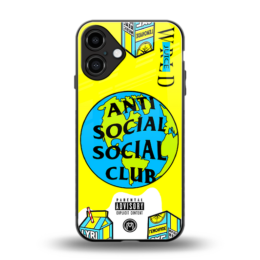 anti social social club x juice wrld back phone cover | glass case for iphone 16 plus