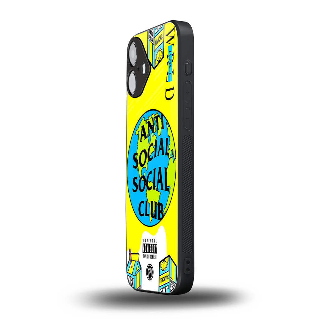 anti social social club x juice wrld back phone cover | glass case for iphone 16 plus