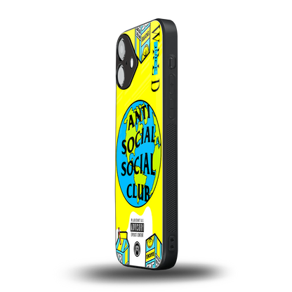 anti social social club x juice wrld back phone cover | glass case for iphone 16 plus