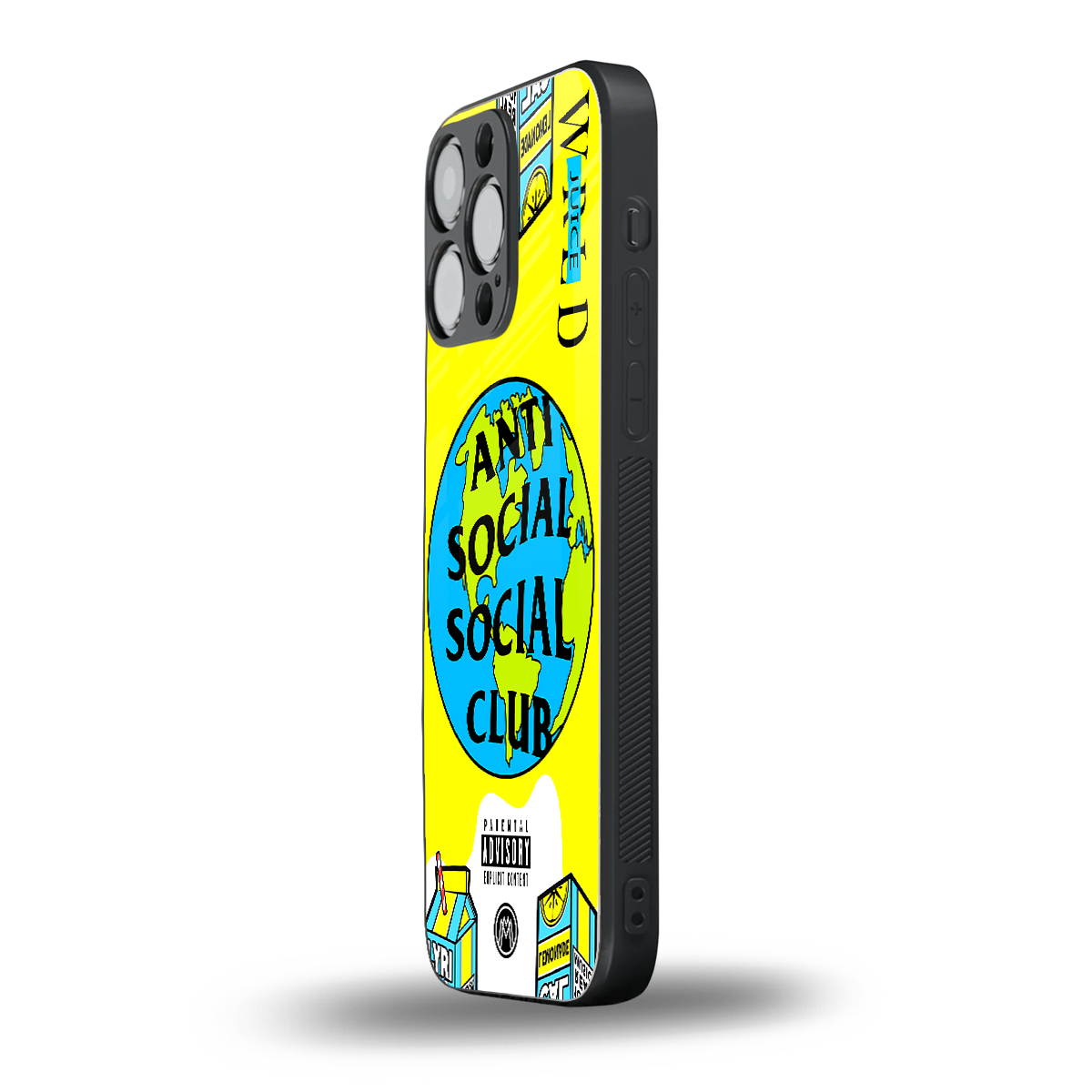 anti social social club x juice wrld back phone cover | glass case for iphone 16 pro max