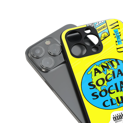 anti social social club x juice wrld back phone cover | glass case for iphone 13 mini