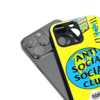 anti social social club x juice wrld back phone cover | glass case for iphone 15 plus