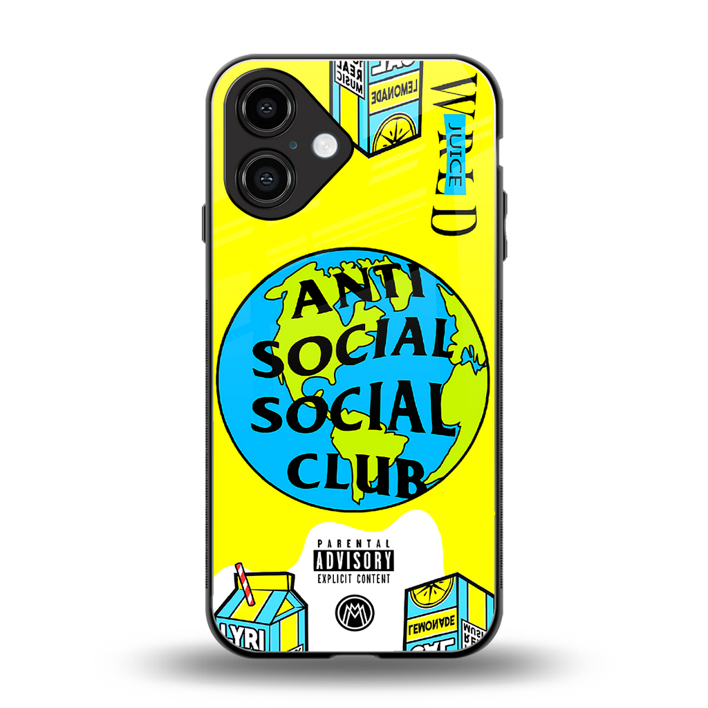 anti social social club x juice wrld back phone cover | glass case for iphone 16
