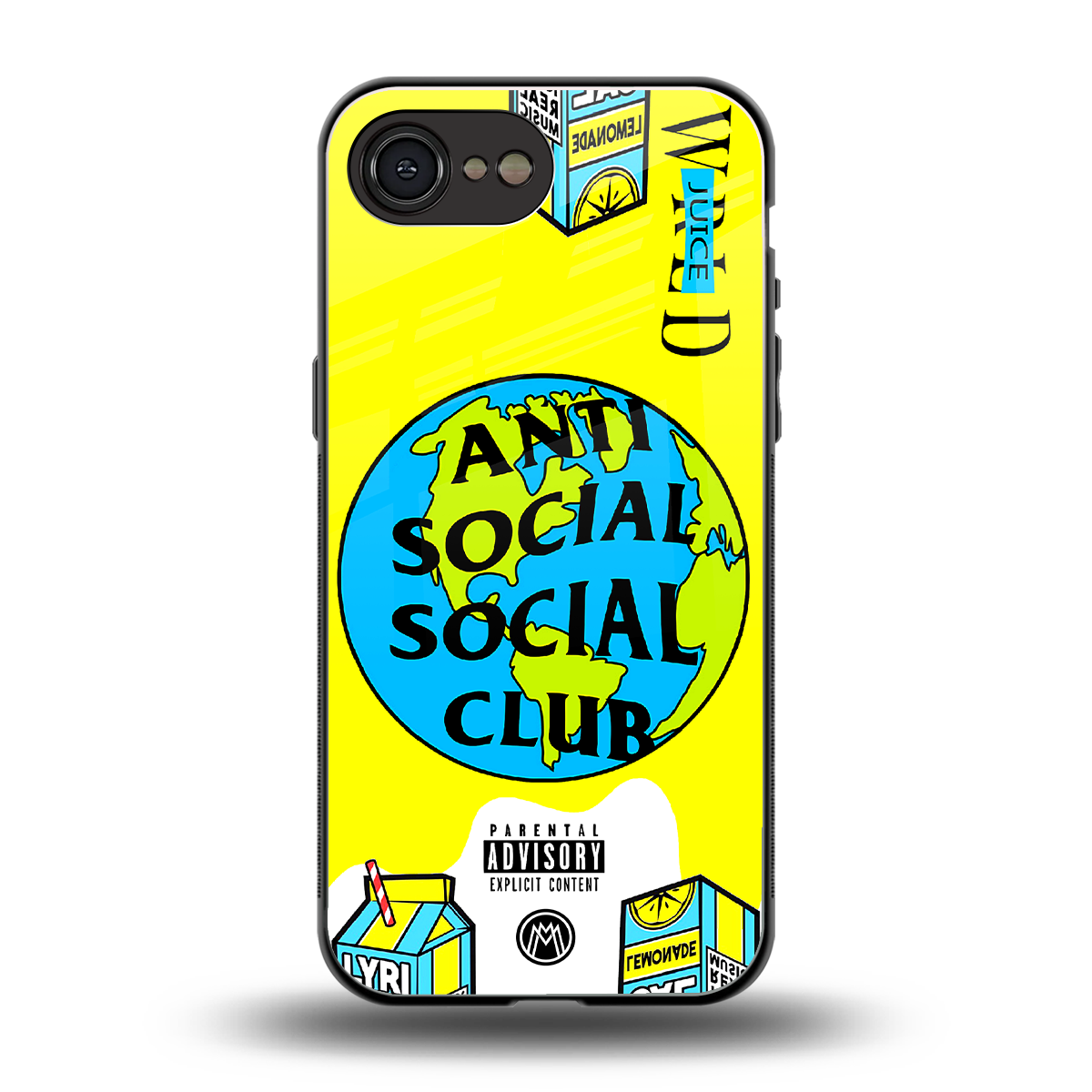 anti social social club x juice wrld back phone cover | glass case for iphone 16e