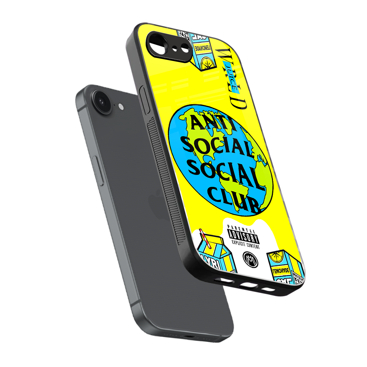 anti social social club x juice wrld back phone cover | glass case for iphone 16e